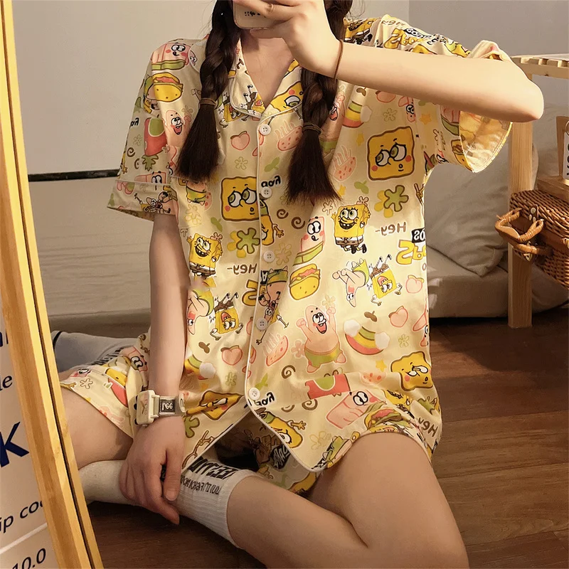 Kawaii Sanrio Pajamas SpongeBobbi Homewear Couple Outfit Girls Summer Anime Kulome Cute Casual Boys Cotton T-Shirt Set Gifts
Kawaii Sanrio Pajamas SpongeBobbi Homewear Couple Outfit Girls Summer Anime Kulome Cute Casual Boys Cotton T-Shirt Set Gifts