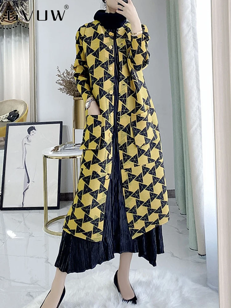 GVUW Pleated Trench Coat For Women Single Breasted Geometric Print Color Block O-neck Female Casual 2023 Summer Clothing 17J1317
GVUW Pleated Trench Coat For Women Single Breasted Geometric Print Color Block O-neck Female Casual 2023 Summer Clothing 17J1317
