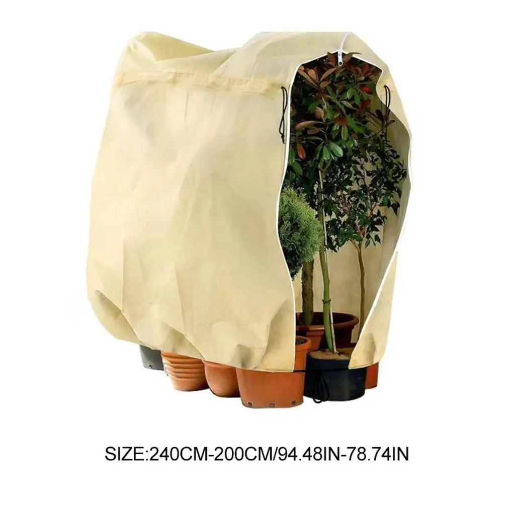 

Plant Cover with Drawstring Practical Non-woven Outdoor Winter Freezing Protection Windproof Tear-Resistant Frost Blanket