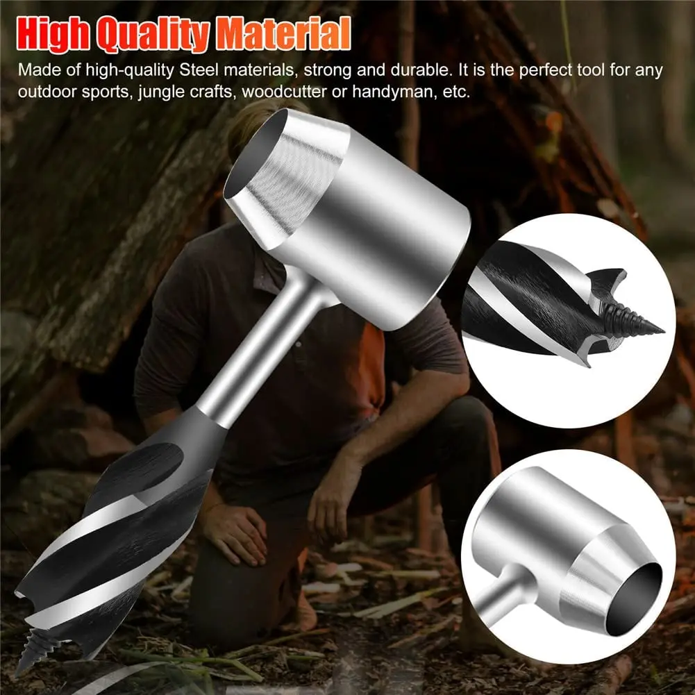 

Manual Auger Drill - Hand Drill Digger Auger - Outdoor Auger Drill Bits Bushcraft Survival Tools For Chopping Camping Gear Packs