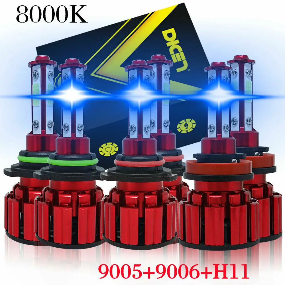 

9005 9006 H11 LED Combo Headlight Fog Light Kit High Low Beam Bulb 8000K