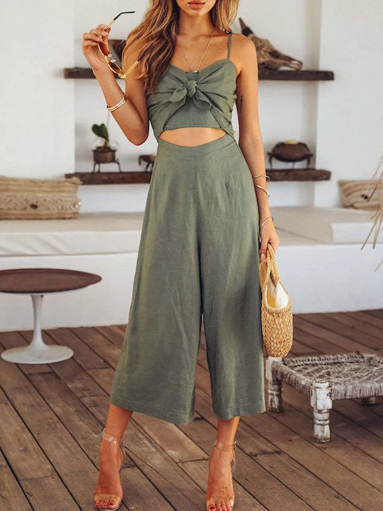 Summer Solid Bow Tie-Up Sling Jumpsuit Elegant Hollow Out Straight Wide Leg Pants Romper Fashion Casual Tube Top Beach Playsuits
Summer Solid Bow Tie-Up Sling Jumpsuit Elegant Hollow Out Straight Wide Leg Pants Romper Fashion Casual Tube Top Beach Playsuits