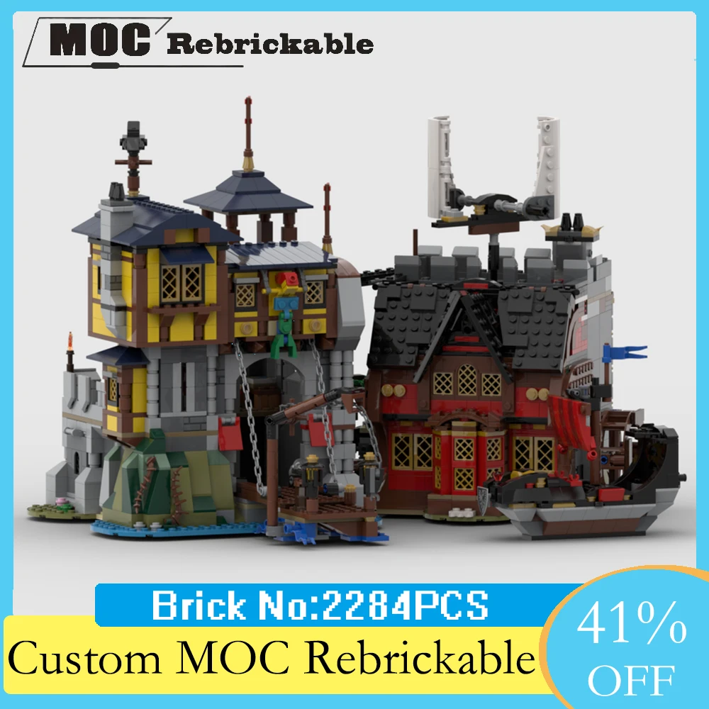 2284PCS Castle Port and Pirate Tavern MOC Creative Medieval Fortress Model Building Block Building Assembly DIY Child Toy Gift
2284PCS Castle Port and Pirate Tavern MOC Creative Medieval Fortress Model Building Block Building Assembly DIY Child Toy Gift