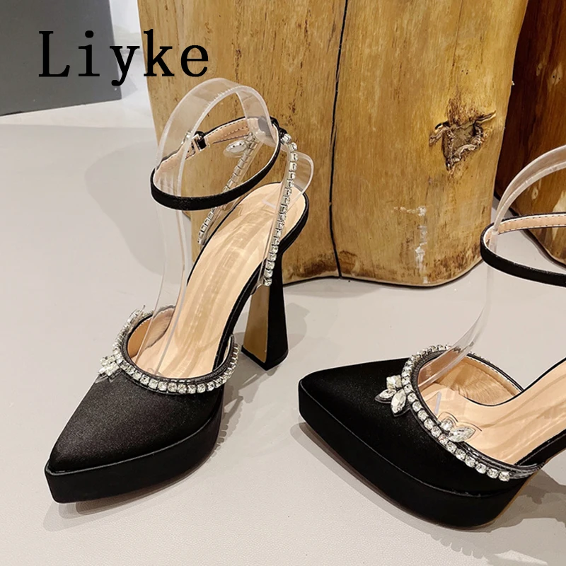 Сексуальные женские туфли-лодочки Liyke с острым носком на массивной платформе и высоком каблуке со стразами
Сексуальные женские туфли-лодочки Liyke с острым носком на массивной платформе и высоком каблуке со стразами