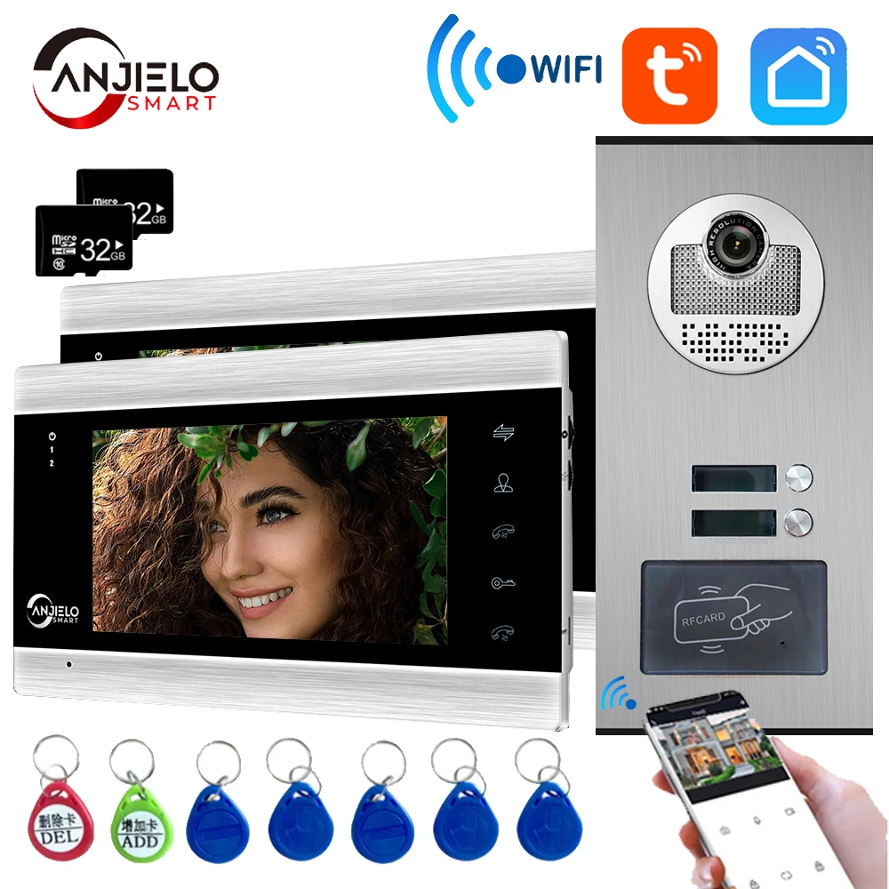 Tuya Smart 2/3/4/6Unit Apartment Video Intercom Doorbell Kit 7 inch Mobile Remote Control interfone intercom systems Wireless
Tuya Smart 2/3/4/6Unit Apartment Video Intercom Doorbell Kit 7 inch Mobile Remote Control interfone intercom systems Wireless