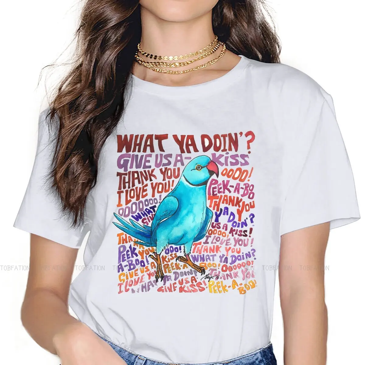 Parrot Women T Shirt Chatty Ringneck Female Tops 4XL Harajuku Kawaii Tees Ladies Oversized Tshirt
Parrot Women T Shirt Chatty Ringneck Female Tops 4XL Harajuku Kawaii Tees Ladies Oversized Tshirt