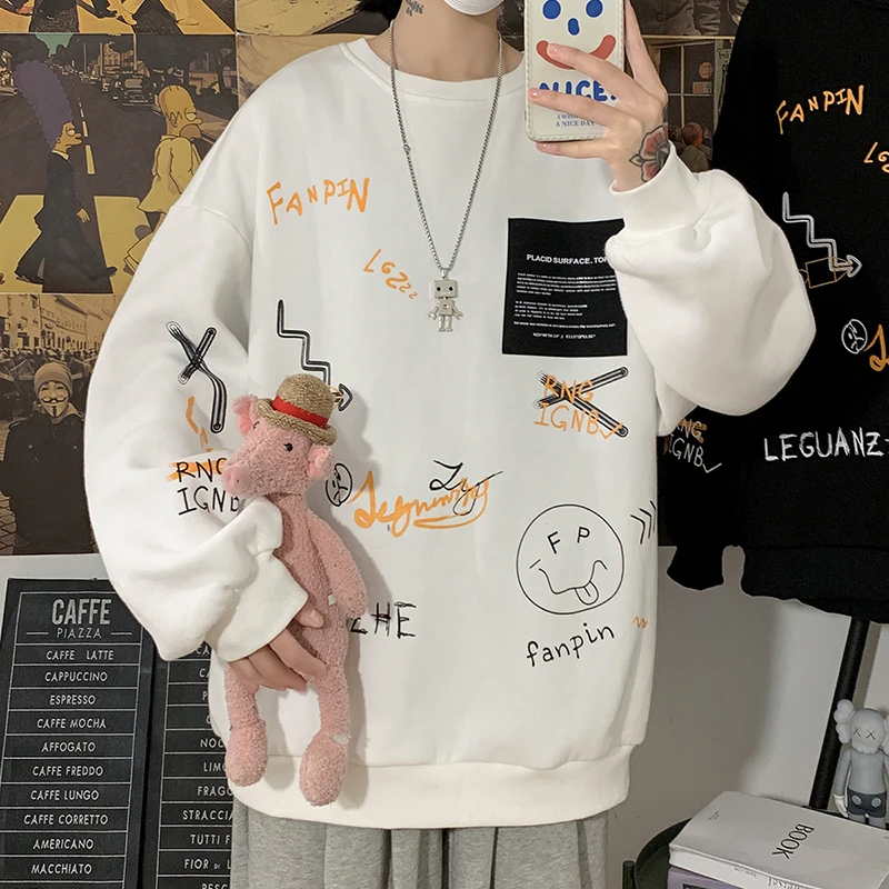 Korean Funny Printed Men Casual Sweatshirts Black White Oversized Man Pullovers 2022 Autumn Winter Male Hoodies
Korean Funny Printed Men Casual Sweatshirts Black White Oversized Man Pullovers 2022 Autumn Winter Male Hoodies