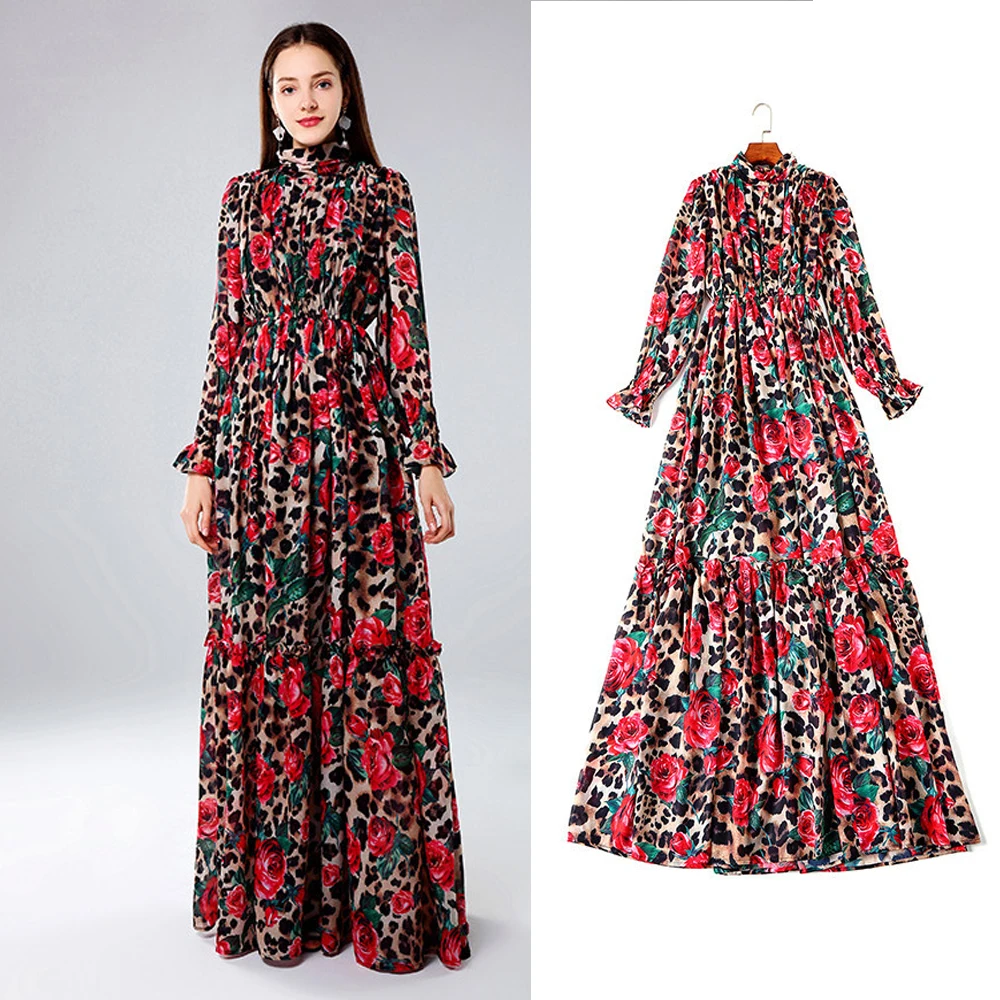 Женское платье с рукавами-фонариками, Длинное свободное платье с воротником-стойкой и принтом, 2022
Женское платье с рукавами-фонариками, Длинное свободное платье с воротником-стойкой и принтом, 2022