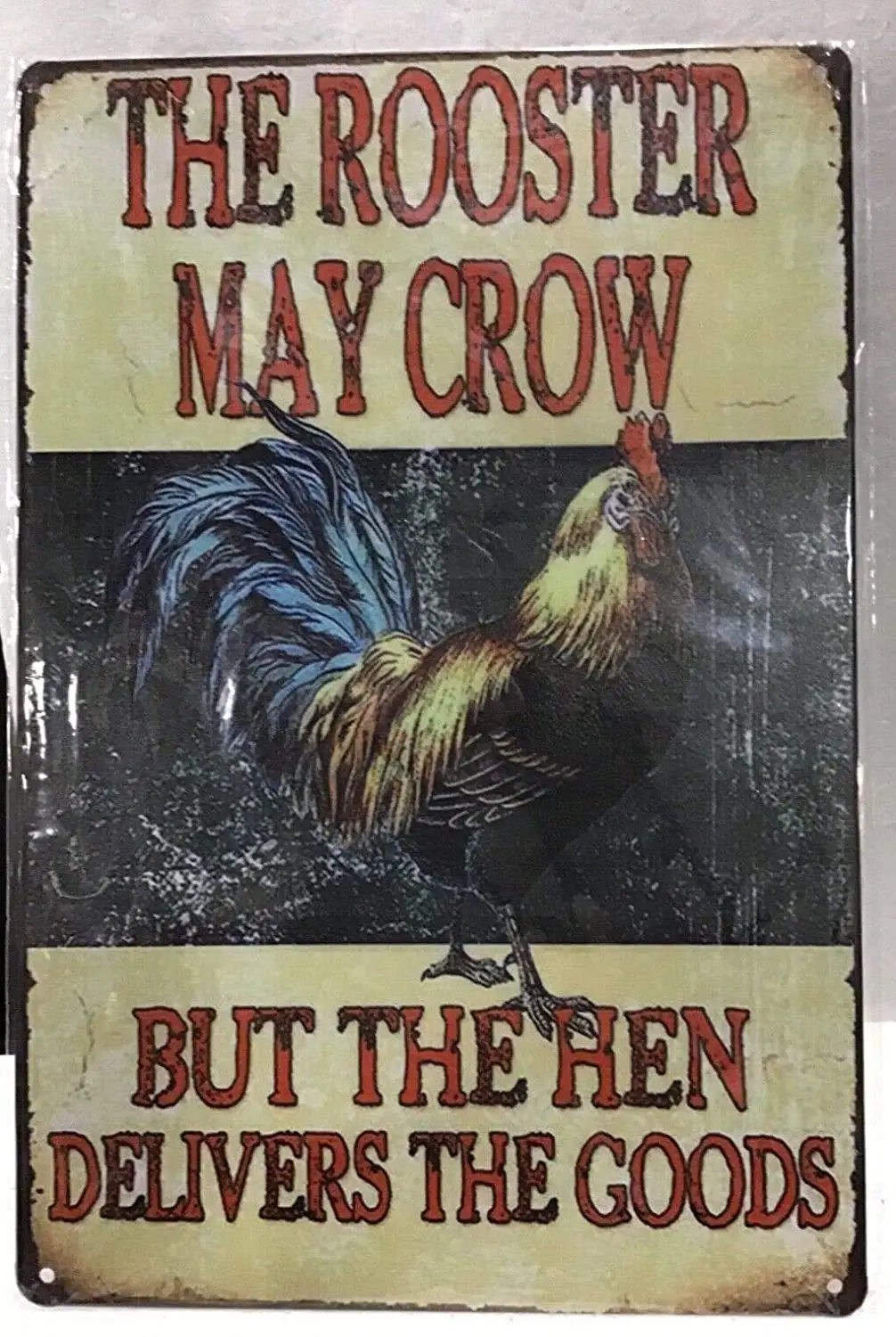 

Rooster Hen Tin Sign Metal Wall Door Poster Plaque Vintage Retro Novelty Festival Home Family Friend Birthday Gift I-Metal Tin