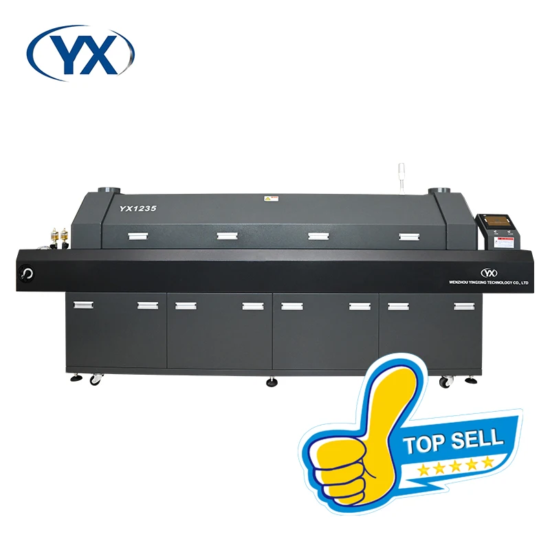 YX1235 Twelve Zones Reflow Soldering Oven for SMD SMT High Quality And Hot Air Reflow Oven With Hot Air Circulation System
YX1235 Twelve Zones Reflow Soldering Oven for SMD SMT High Quality And Hot Air Reflow Oven With Hot Air Circulation System