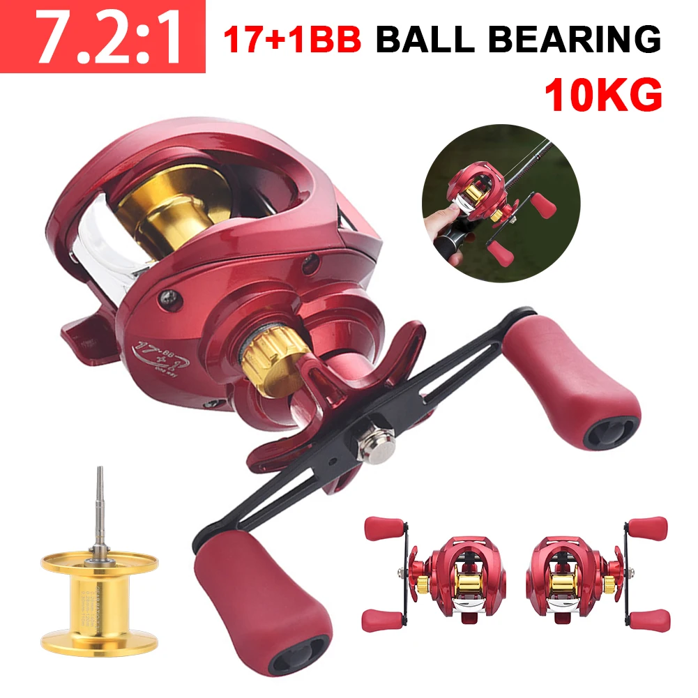 Ultralight Baitcasting Reel Fishing Reel 17+1BB Fishing Reel 10KG Max Drag 7.2:1 Ratio Metal Spool Saltwater Freshwater Fishing
Ultralight Baitcasting Reel Fishing Reel 17+1BB Fishing Reel 10KG Max Drag 7.2:1 Ratio Metal Spool Saltwater Freshwater Fishing