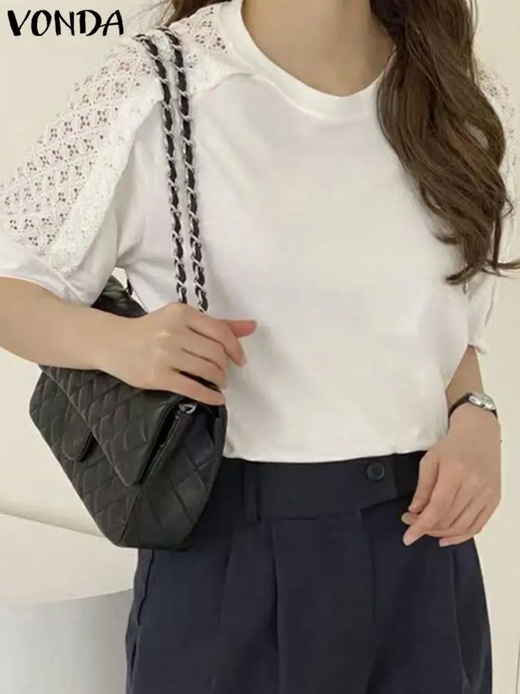 2023 VONDA Elegant Summer Blouse Women Solid Color Short Sleeve Fashion Tops Tunic Casual Loose Vintage Round Neck Shirts Blusas
2023 VONDA Elegant Summer Blouse Women Solid Color Short Sleeve Fashion Tops Tunic Casual Loose Vintage Round Neck Shirts Blusas