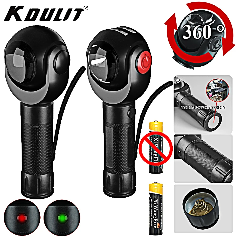 KDULIT NEW 360 ° Rotatable Portable Flashlight Rechargeable Torch Multi-function Lighting Outdoor Emergency Lights Tail Magnet
KDULIT NEW 360 ° Rotatable Portable Flashlight Rechargeable Torch Multi-function Lighting Outdoor Emergency Lights Tail Magnet