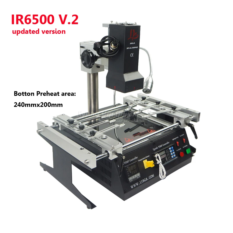 LY IR6500 V.2 Infrared Soldering Station 2 Zones BGA Rework Machine with 2300W for PCB Laptop Motherboard IC Repair
LY IR6500 V.2 Infrared Soldering Station 2 Zones BGA Rework Machine with 2300W for PCB Laptop Motherboard IC Repair