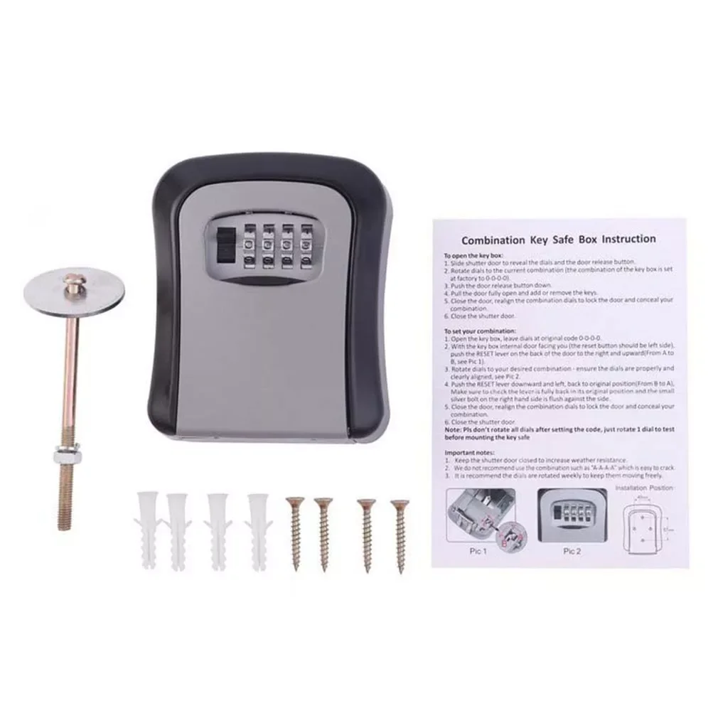 Key Safe Box MetalKey Lock Box Wall Mounted Aluminum alloy Weatherproof 4 Digit Combination Key Storage Lock Box dropshipping
Key Safe Box MetalKey Lock Box Wall Mounted Aluminum alloy Weatherproof 4 Digit Combination Key Storage Lock Box dropshipping