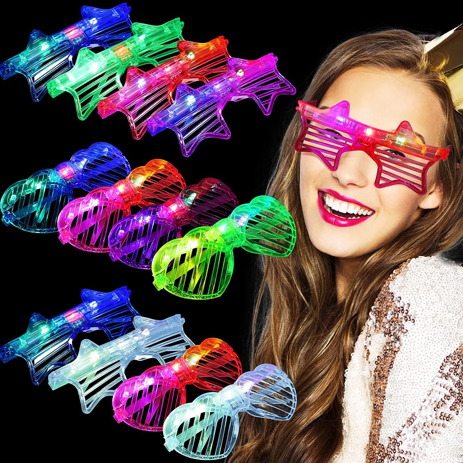 12 Pairs Light up Glasses Glow in the Dark Party Supplies Glow Glasses for Party Pack Flashing Multi Colored LED Sunglasses
12 Pairs Light up Glasses Glow in the Dark Party Supplies Glow Glasses for Party Pack Flashing Multi Colored LED Sunglasses