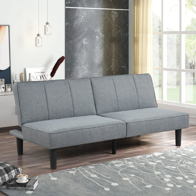 

US Free Shipping Mainstays Studio Futon Folding Sofa Bed , Gray Linen Upholstery