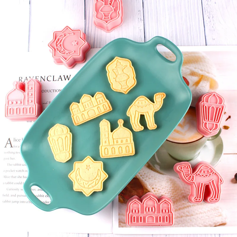 6/8Pc Eid Mubarak Cookie Cutters Plastic Star Moon Camel Pressable Biscuit Mold Cookie Stamp Kitchen Baking Pastry Bakeware Tool
6/8Pc Eid Mubarak Cookie Cutters Plastic Star Moon Camel Pressable Biscuit Mold Cookie Stamp Kitchen Baking Pastry Bakeware Tool