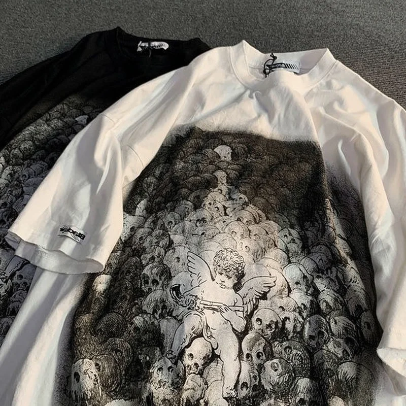 Deeptown Gothic Emo Skull Tshirts Women Grunge Streetwear Oversize T Shirts Female Harajuku Hippie Graphic Tees Loose White Tops
Deeptown Gothic Emo Skull Tshirts Women Grunge Streetwear Oversize T Shirts Female Harajuku Hippie Graphic Tees Loose White Tops
