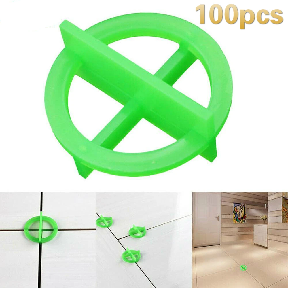 

100 Pcs Green or White Cross Leveling Recyclable Plastic Tile Leveling System Base Spacer Tiles and Tiling Tiles