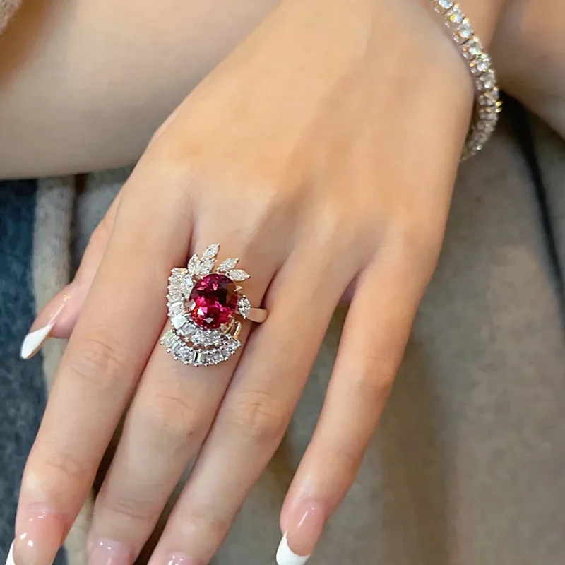 Unique Design Female 4ct Oval Ruby Gemstone Ring Cocktail Resizable Jewelry Charm 925 Silver Engagement Wedding Rings For Women
Unique Design Female 4ct Oval Ruby Gemstone Ring Cocktail Resizable Jewelry Charm 925 Silver Engagement Wedding Rings For Women