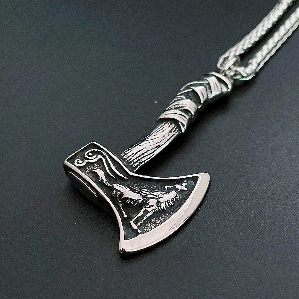 Vintage Viking Axe Pendant Necklace For Men Stainless Steel Nordic Odin Wolf Viking Necklace Chain Amulet Jewelry Wholesale
Vintage Viking Axe Pendant Necklace For Men Stainless Steel Nordic Odin Wolf Viking Necklace Chain Amulet Jewelry Wholesale