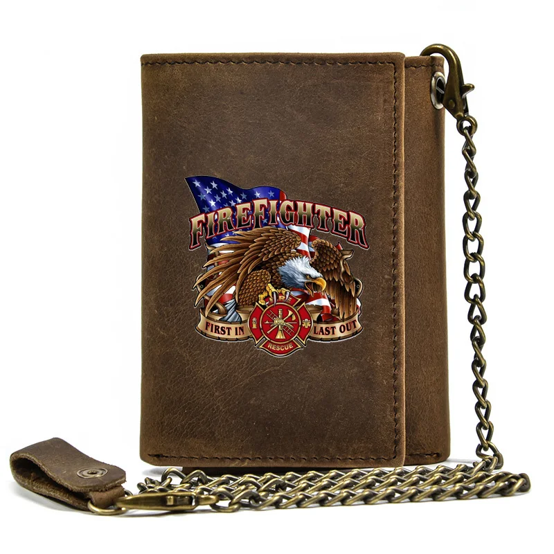High Quality Men Genuine Leather Wallet Anti Theft Hasp With Iron Chain United States Firefighter Cover Card Holder Short Purse
High Quality Men Genuine Leather Wallet Anti Theft Hasp With Iron Chain United States Firefighter Cover Card Holder Short Purse