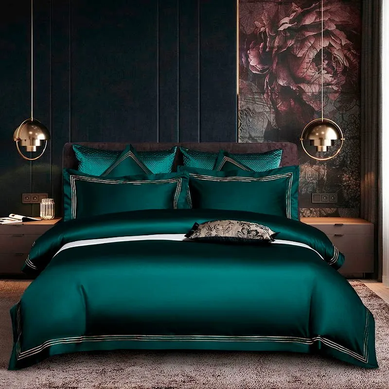 Embroidered Deep Green Blue Duvet Cover Premium Soft Egyptian Cotton Bedding set Double Queen King 4/6Pcs Bed Sheet Pillowcases
Embroidered Deep Green Blue Duvet Cover Premium Soft Egyptian Cotton Bedding set Double Queen King 4/6Pcs Bed Sheet Pillowcases