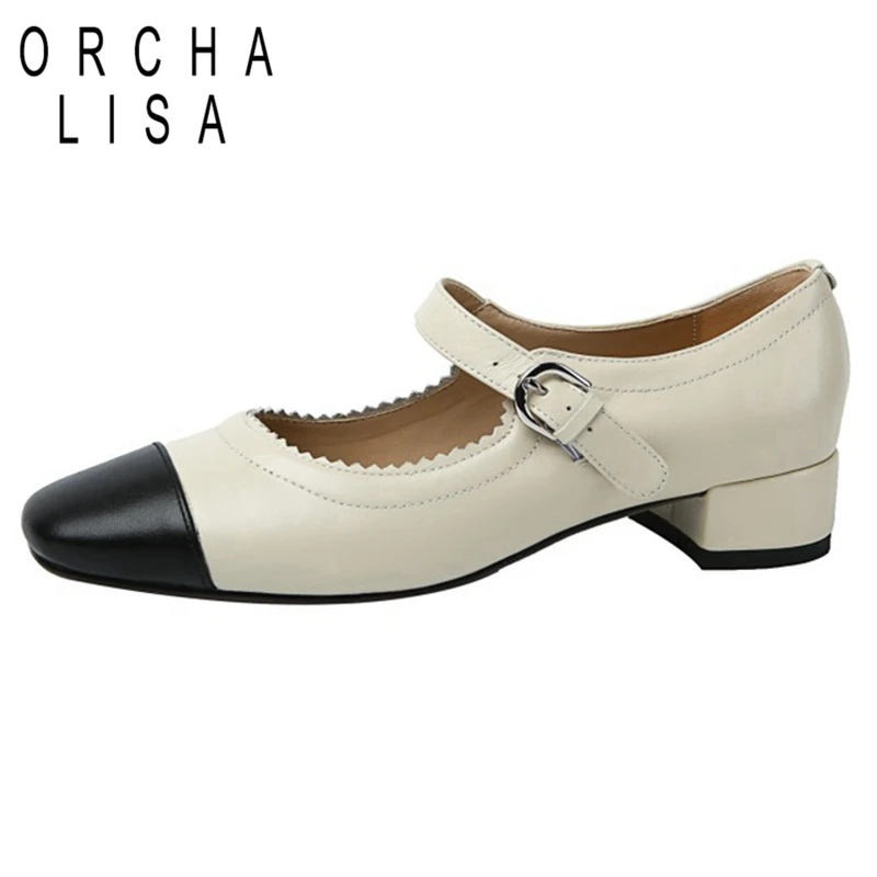 ORCHALISA Women Genuine Leather shoes Designer Pumps Mary Janes Squre Toe Women Shoes Sweet Mid Heels Mix Color Party Patchwork
ORCHALISA Women Genuine Leather shoes Designer Pumps Mary Janes Squre Toe Women Shoes Sweet Mid Heels Mix Color Party Patchwork