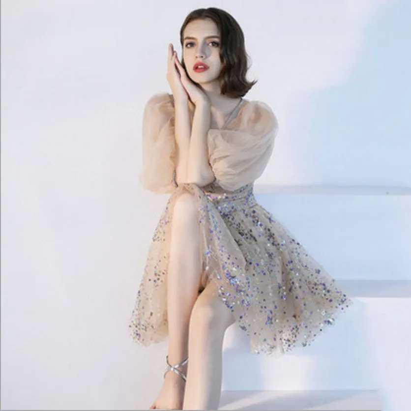 GUXQD Knee Length Women Homecoming Dresses With Sequin V Neck Short Sleeve Graduation Party Gowns vestidos de fiesta
GUXQD Knee Length Women Homecoming Dresses With Sequin V Neck Short Sleeve Graduation Party Gowns vestidos de fiesta