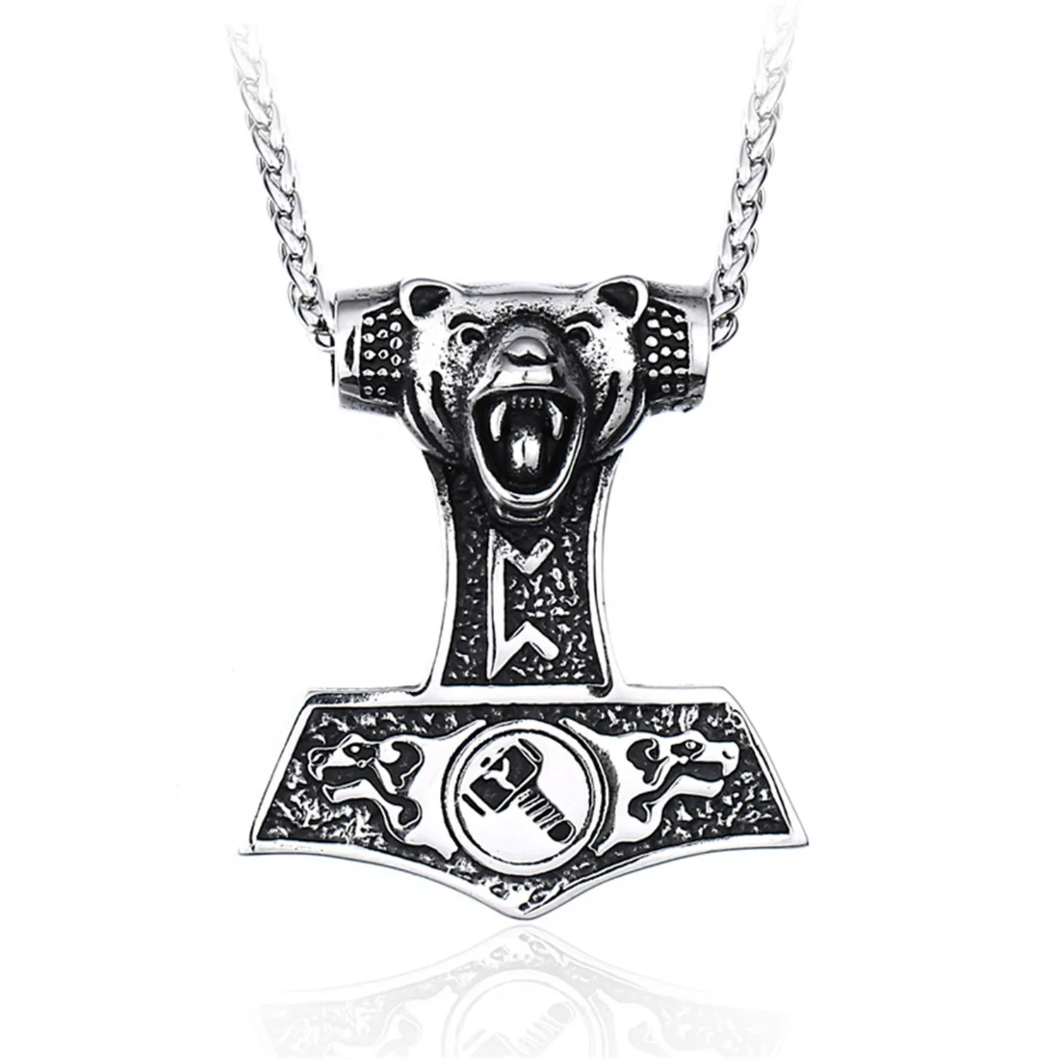 Mens Stainless Steel Earth Bear Shape Viking Pendant Retro Necklace
Mens Stainless Steel Earth Bear Shape Viking Pendant Retro Necklace