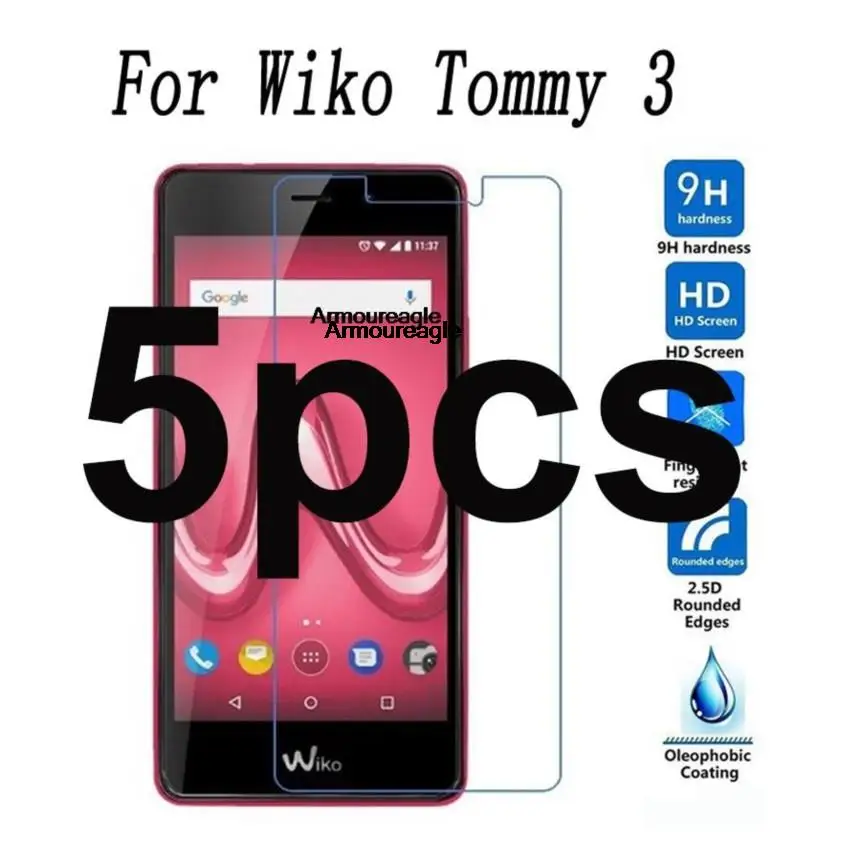 

5 шт. защита для wiko tommy 3 Закаленное стекло 2.5D защитная пленка 9h Взрывозащищенная защита для ЖК-экрана для wiko tommy3 чехол