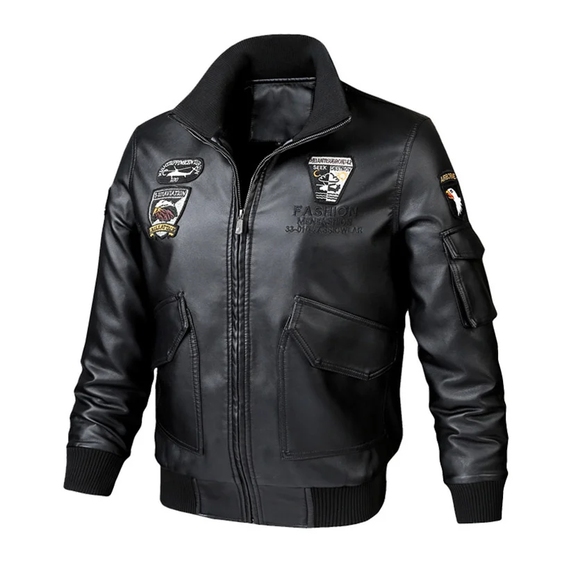 PU Leather Jacket Men Embroidery Trendy Streetwear Waterproof Motorcycle Jacket Faux Leather Cargo Coat Spring Autumn Outerwear
PU Leather Jacket Men Embroidery Trendy Streetwear Waterproof Motorcycle Jacket Faux Leather Cargo Coat Spring Autumn Outerwear