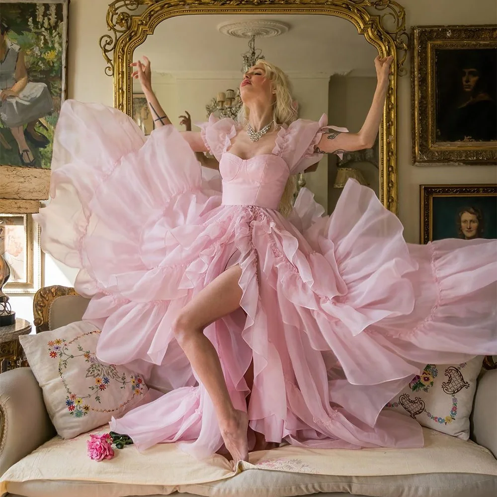 Sevintage Fairy Baby Pink Ruffles Prom Dresses Sweetheart Side Split Pleat Ruched Evening Dress A-Line Wedding Party Gowns 2023
Sevintage Fairy Baby Pink Ruffles Prom Dresses Sweetheart Side Split Pleat Ruched Evening Dress A-Line Wedding Party Gowns 2023