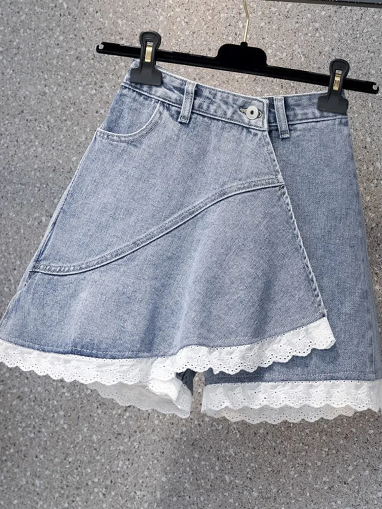 Summer New Denim Shorts Women High Waisted Lace Stitching Skirt Shorts Casual Loose Wide Leg Jeans Shorts Girls
Summer New Denim Shorts Women High Waisted Lace Stitching Skirt Shorts Casual Loose Wide Leg Jeans Shorts Girls