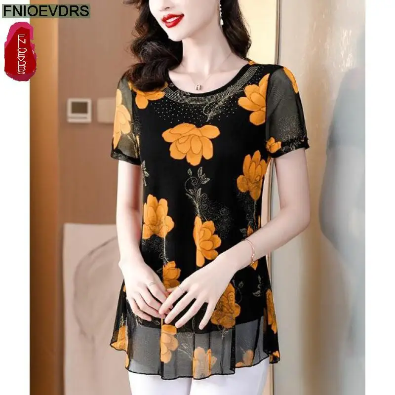 M-5XL Loose Casual Tops Blouses New Design Women 2023 Summer Short Sleeve Fashion Bling Bright Sheer Mesh Blouses
M-5XL Loose Casual Tops Blouses New Design Women 2023 Summer Short Sleeve Fashion Bling Bright Sheer Mesh Blouses