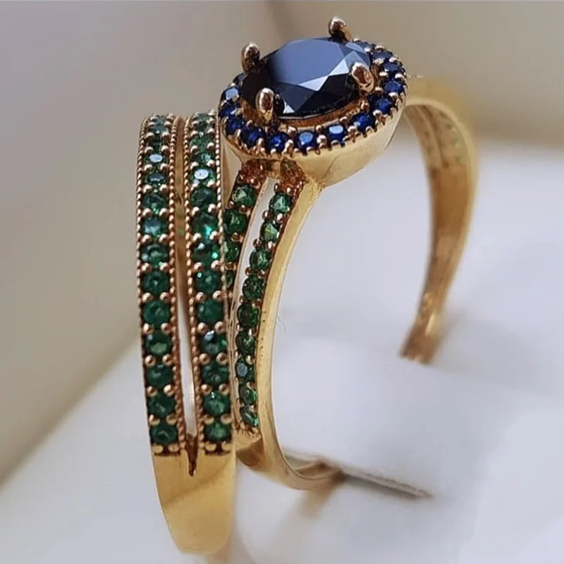 Elegant Gold Color Hip Hop Ring for Women Fashion Inlaid Blue Green Crystal Wedding Rings Set Party Bridal Engagement Jewelry
Elegant Gold Color Hip Hop Ring for Women Fashion Inlaid Blue Green Crystal Wedding Rings Set Party Bridal Engagement Jewelry