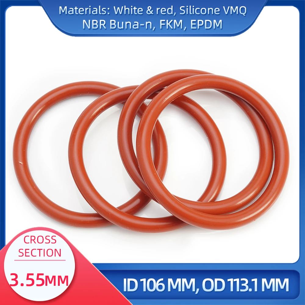 Уплотнительное кольцо CS 3,55 мм ID106 мм OD 113,1 мм материал с силиконом VMQ NBR FKM EPDM ORing Seal Gask
Уплотнительное кольцо CS 3,55 мм ID106 мм OD 113,1 мм материал с силиконом VMQ NBR FKM EPDM ORing Seal Gask