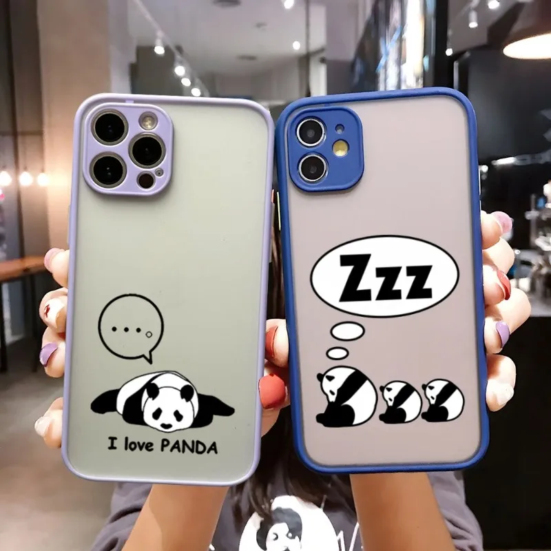 

Cute Panda Phone Case Matte Translucent For IPhone Apple 12Pro 13 11 Pro Max Mini Xs X Xr 7 8 6 6s Plus Se 2020 Cover