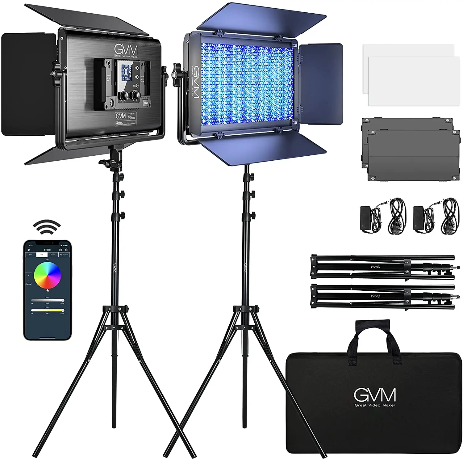 Комплект светодиодных ламп GVM 1500D RGB для фотосъемки, Двухцветные светодиодные светильник ные панели для видео 3200K-6500K 75 Вт + шторка с управлени...
Комплект светодиодных ламп GVM 1500D RGB для фотосъемки, Двухцветные светодиодные светильник ные панели для видео 3200K-6500K 75 Вт + шторка с управлени...