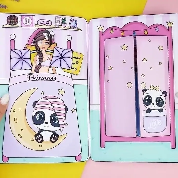 Panda Doll House paper doll decompression toy game quiet book material pack Pinch music diy squishy paper book
Panda Doll House paper doll decompression toy game quiet book material pack Pinch music diy squishy paper book