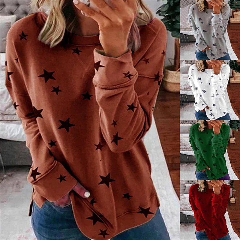2022 NEW Spring Eight Sizes Women Star Printed Solid Color Round Collar Long Sleeve Loose Cool T-Shirt
2022 NEW Spring Eight Sizes Women Star Printed Solid Color Round Collar Long Sleeve Loose Cool T-Shirt