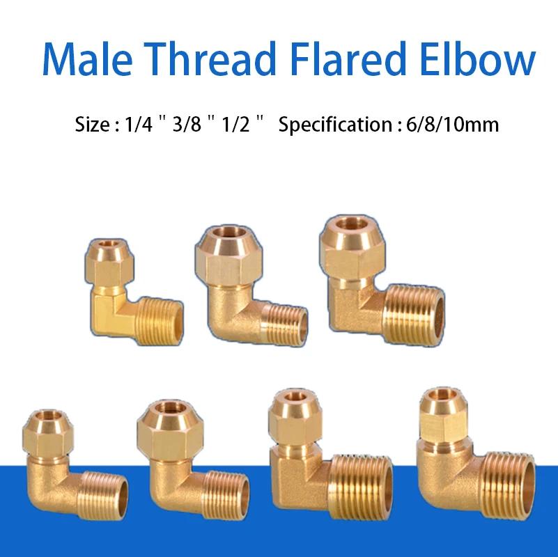 OD 6-10mm Brass Male Thread Flare Elbow 1/4"3/8"1/2"Copper Flared Joint Connector Pipe Fitting Coupler Adapter Coupling
OD 6-10mm Brass Male Thread Flare Elbow 1/4"3/8"1/2"Copper Flared Joint Connector Pipe Fitting Coupler Adapter Coupling
