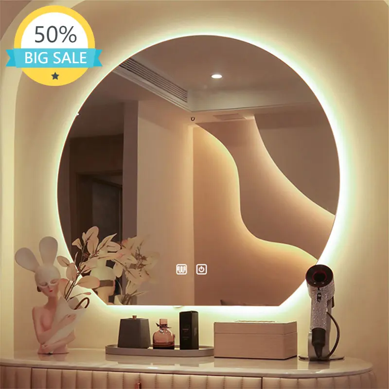 Semicircle Round Wall Mounted Bathroom Mirror 3 Color Light Anti-fog LED Dressing Table Cosmetic Backlight Vanity Mirrors
Semicircle Round Wall Mounted Bathroom Mirror 3 Color Light Anti-fog LED Dressing Table Cosmetic Backlight Vanity Mirrors