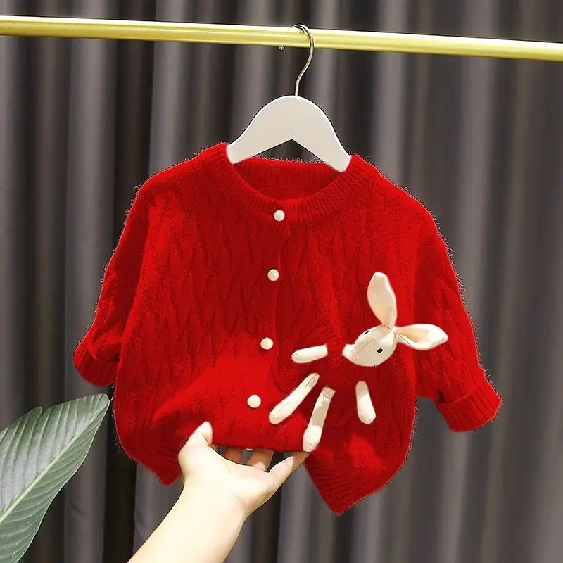 Girls' Baby Cardigan Sweater Spring and Autumn Fashion Casual 3D Pocket Rabbit Children's Knitted Coat
Girls' Baby Cardigan Sweater Spring and Autumn Fashion Casual 3D Pocket Rabbit Children's Knitted Coat