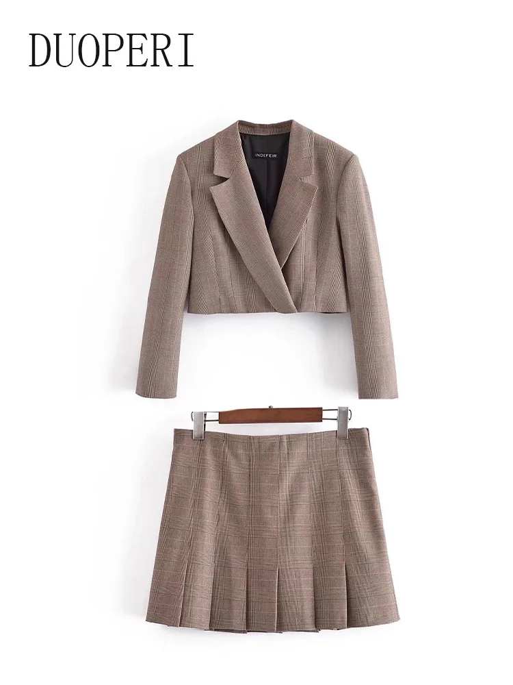 DUOPERI Women Fashion Two Pieces Set Solid Blazer & Vintage Pleated Skirts Suit Office Lady Outfits Suits Female Skirts Set
DUOPERI Women Fashion Two Pieces Set Solid Blazer & Vintage Pleated Skirts Suit Office Lady Outfits Suits Female Skirts Set
