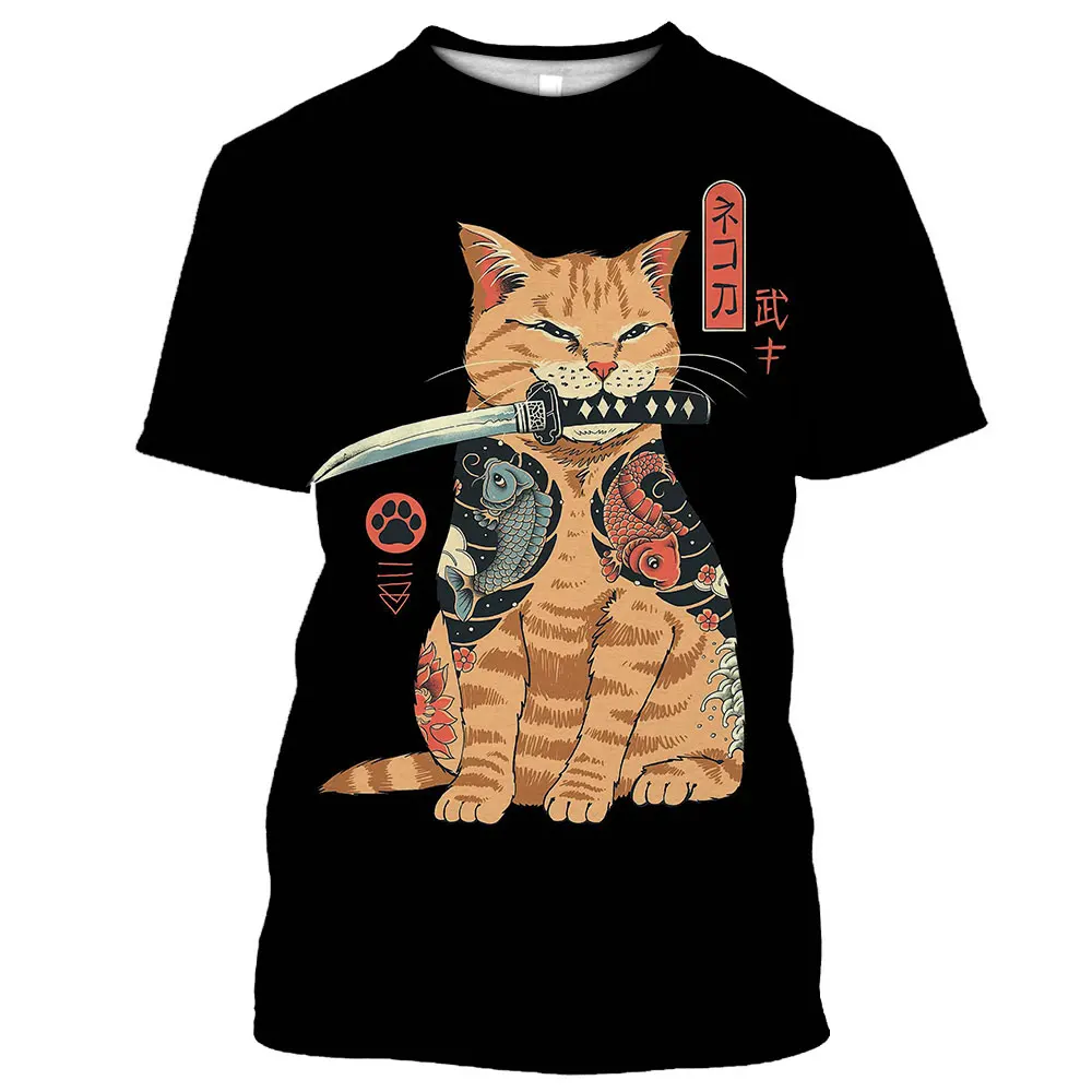 Summer Cartoon Anime Men's T-shirt Japanese Samurai Cat Print O-Neck Short Sleeve Harajuku Top Casual Oversized T-shirts Tees
Summer Cartoon Anime Men's T-shirt Japanese Samurai Cat Print O-Neck Short Sleeve Harajuku Top Casual Oversized T-shirts Tees
