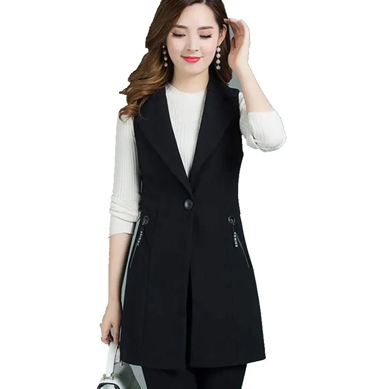 Fashion Black Vest Women's Waistcoat Mid-Length 2022 Spring Summer Korean Slim Suit Vest Sleeveless Blazer Lining Coat Female
Fashion Black Vest Women's Waistcoat Mid-Length 2022 Spring Summer Korean Slim Suit Vest Sleeveless Blazer Lining Coat Female