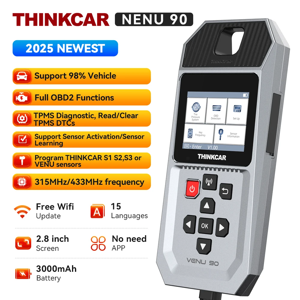 Диагностический инструмент THINKCAR VENU 90 TPMS для контроля давления в шинах, активная программируемая поддержка датчиков 315 МГц/433 МГц, обучение датчиков для 689BT VO7S 892BT
Диагностический инструмент THINKCAR VENU 90 TPMS для контроля давления в шинах, активная программируемая поддержка датчиков 315 МГц/433 МГц, обучение датчиков для 689BT VO7S 892BT