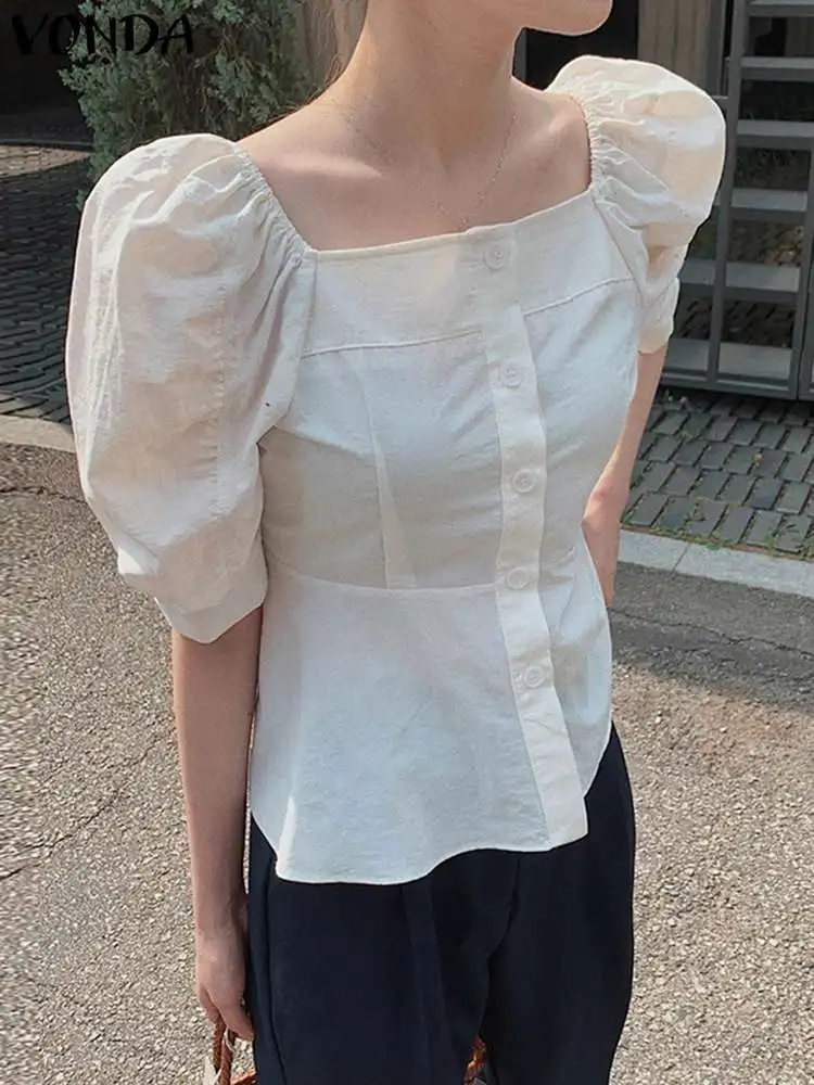 VONDA Women Sexy Square Collar Shirts Summer White Blouse 2023 Fashion Elegant Puff Sleeve Tunic Tops Buttons Blusas Femininas
VONDA Women Sexy Square Collar Shirts Summer White Blouse 2023 Fashion Elegant Puff Sleeve Tunic Tops Buttons Blusas Femininas
